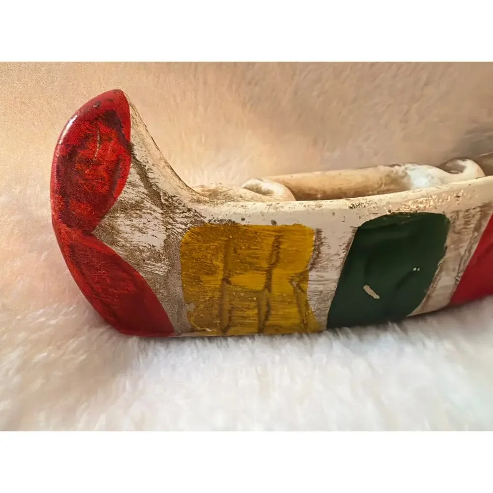 VTG Nanco Indian Canoe Ashtray Japan Hand Painted Mid Century Rustic Decor